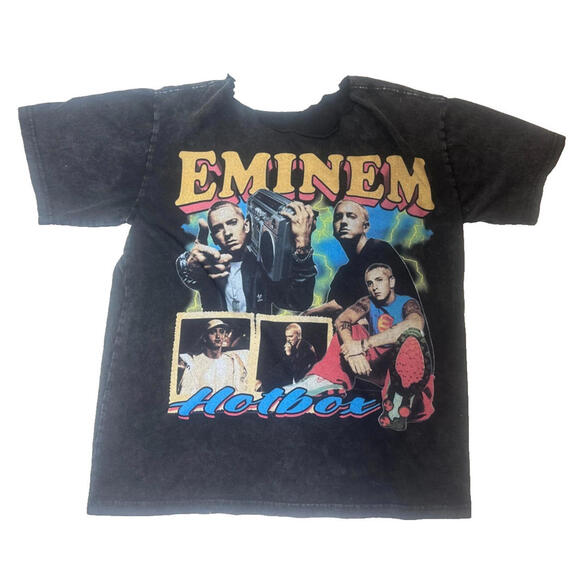 Vtg Eminem HotBox Y2K Shirt XLRARE VERSION Wide Neck T-Shirt